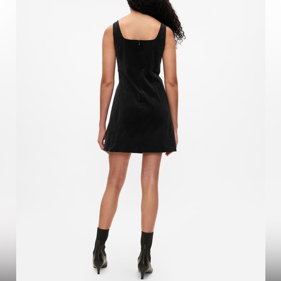 Gap Tank Square Neck Black Velvet Mini Dress, size 4 - Picture 2 of 7
